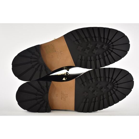 Valentino Rockstud Chelsea 20mm Black Leather Stud Heel Short Ankle Flat Boot 37 - Picture 12 of 12